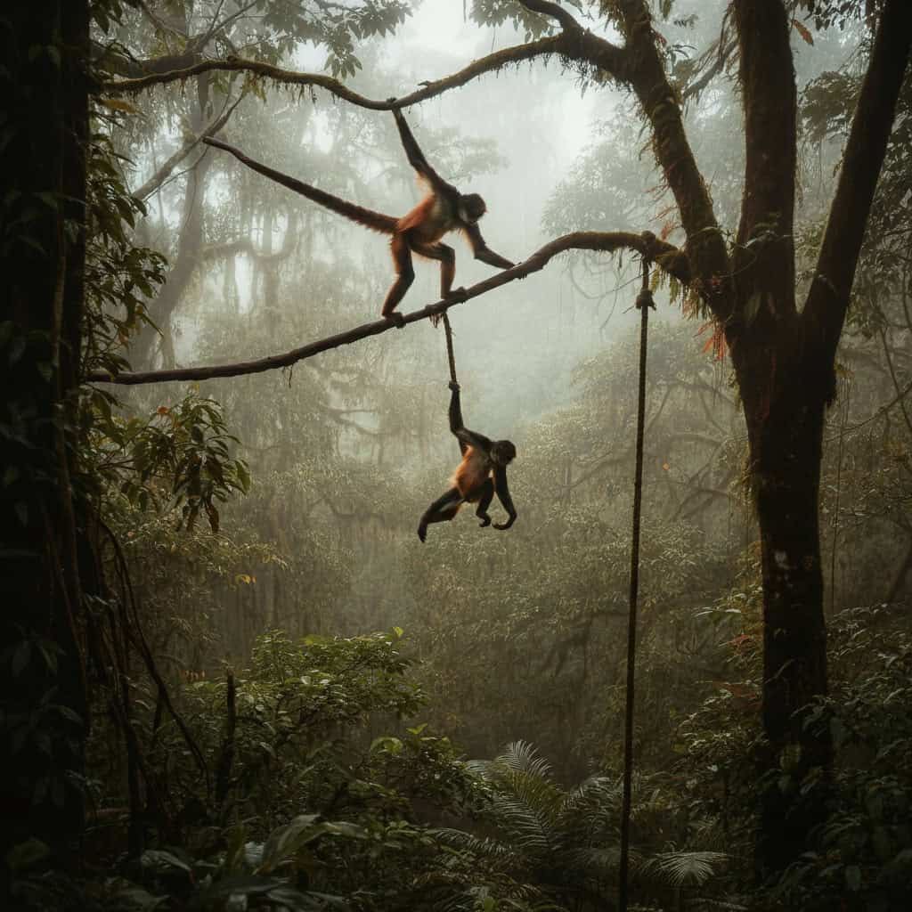 Unicornios en el bosque lluvioso, animales en un árbol con niebla, naturaleza salvaje, escenas de vida salvaje en selva, exploración y aventura en la naturaleza salvaje. – SoyMigrante.com REVISTA
