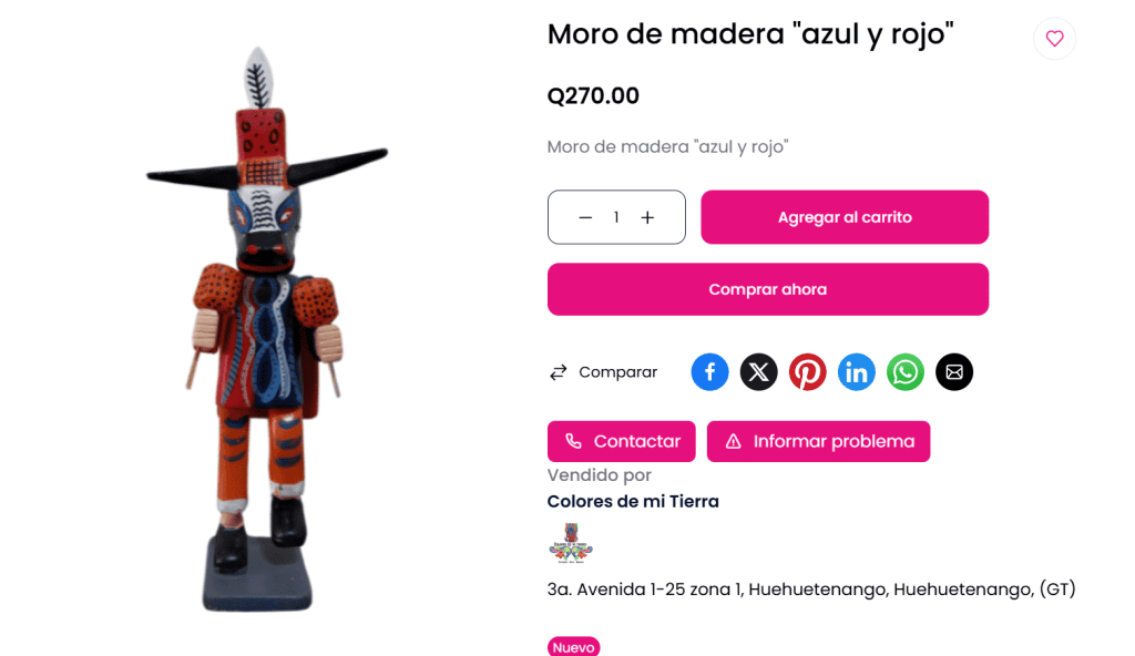 Moro de madera "azul y rojo" artesanal, decorativo, colorido, para colección o regalo, estilo tradicional de Guatemala, elaborado a mano, pieza decorativa típica. – SoyMigrante.com REVISTA