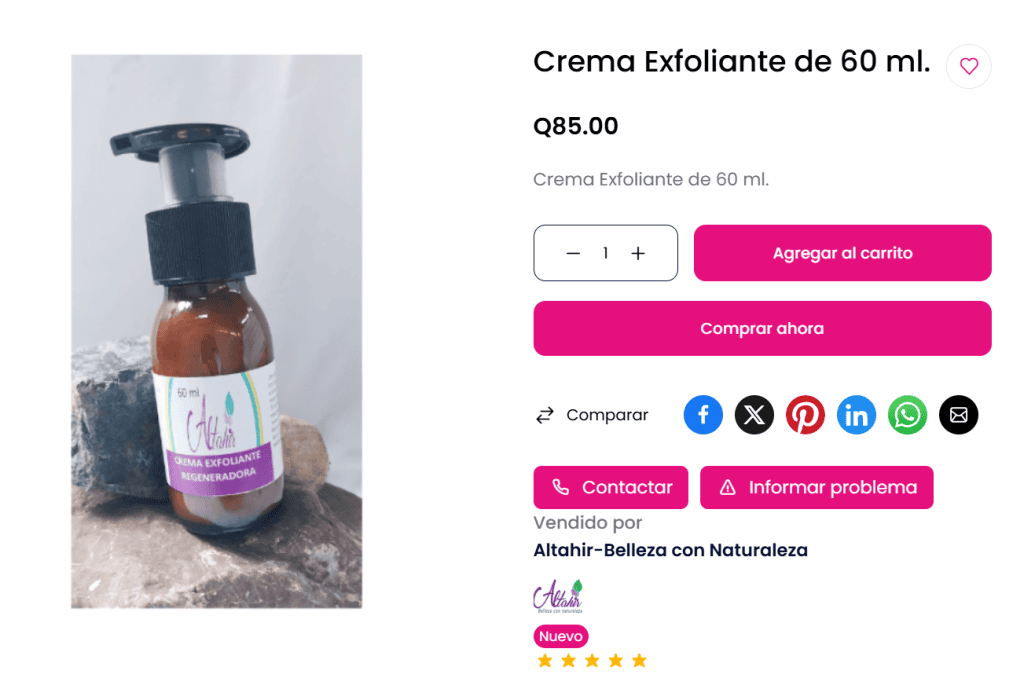 Crema exfoliante de 60 ml, producto de belleza y cuidado personal, vendido por SoyMigrante.com, ideal para regenerar la piel y exfoliar de forma natural. – SoyMigrante.com REVISTA