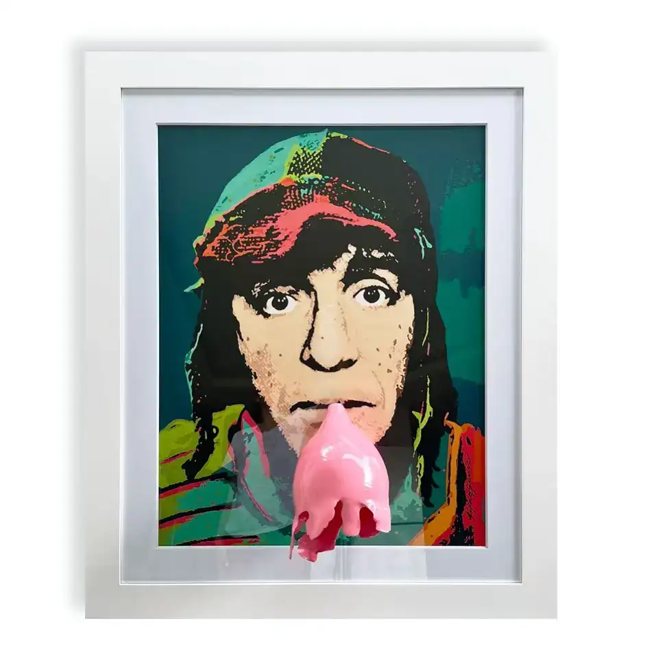 Expresión artística de una obra de arte contemporáneo con temática social y cultural.