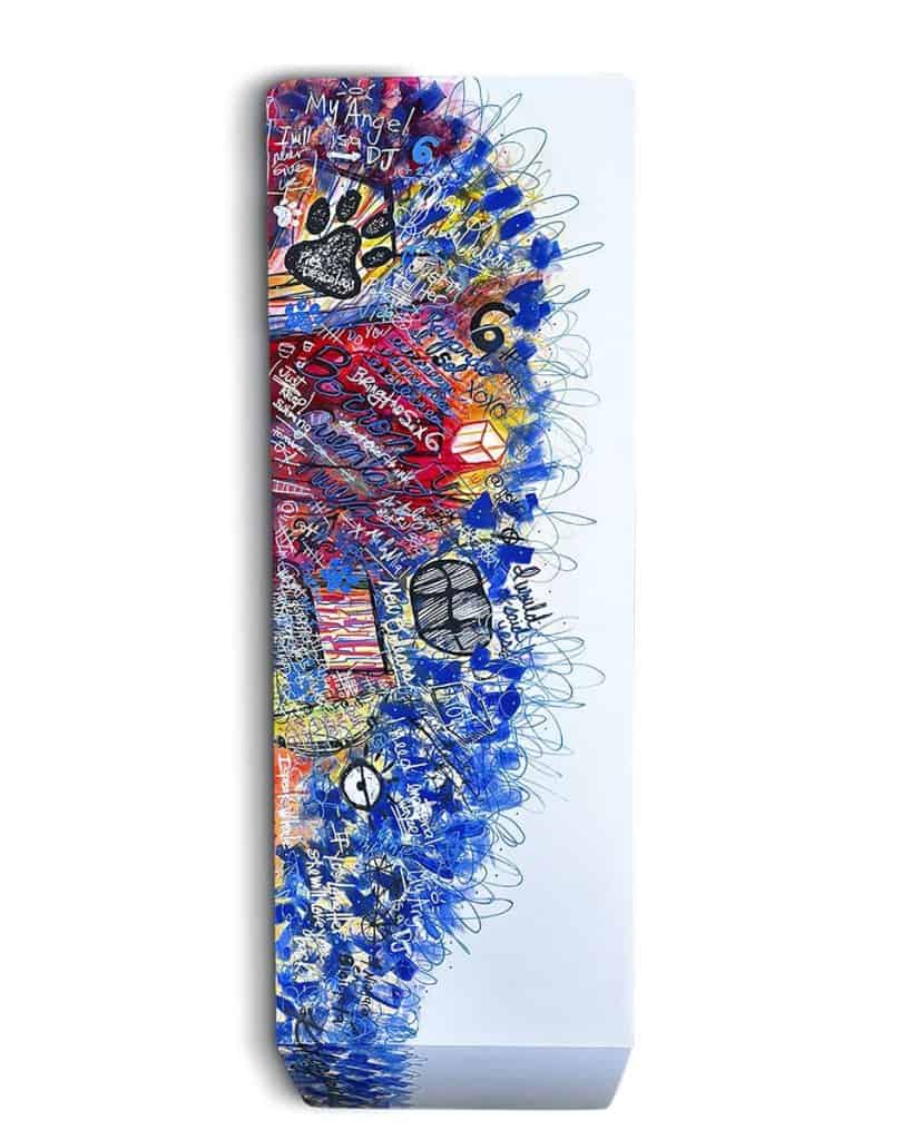 Colores vibrantes, dibujos y escritura en estilo graffiti en una ilustración artística de la revista SoyMigrante.com REVISTA.