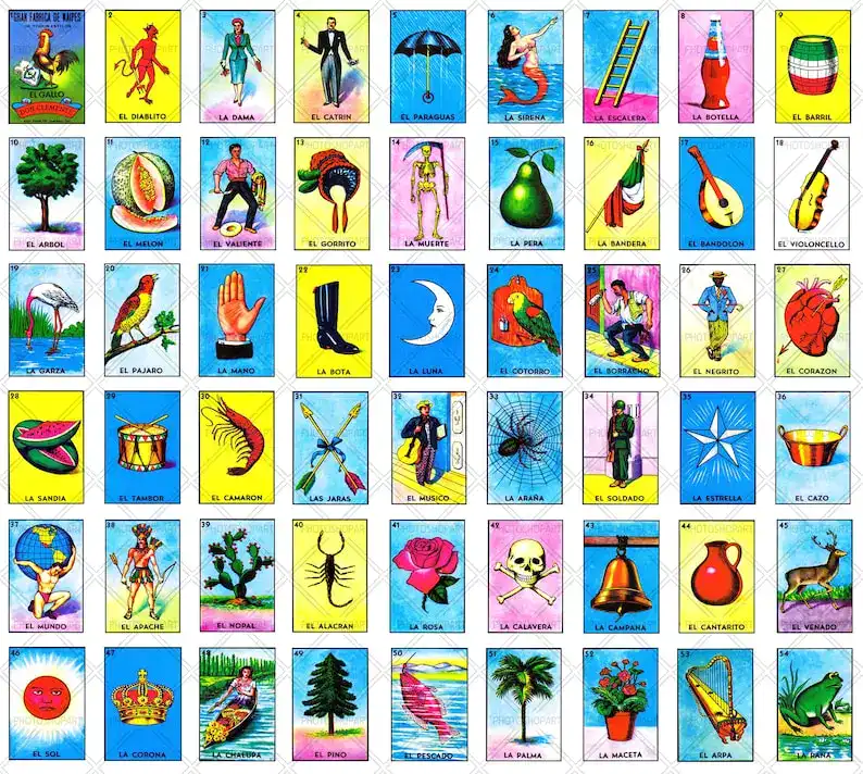 Reloj de cartas con ilustraciones coloridas de diferentes personajes y objetos para aprender vocabulario en español; ideal para recursos educativos y enseñanza de idiomas. – SoyMigrante.com REVISTA