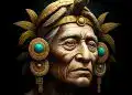 Anciano indígena con vestimenta tradicional y accesorios culturales, simbolizando la historia y cultura de los pueblos originarios de América Latina. Imagen artística y cultural para revista SoyMigrante.com.