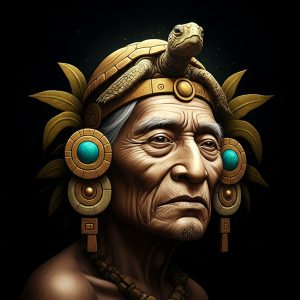 Anciano indígena con vestimenta tradicional y accesorios culturales, simbolizando la historia y cultura de los pueblos originarios de América Latina. Imagen artística y cultural para revista SoyMigrante.com. – SoyMigrante.com REVISTA