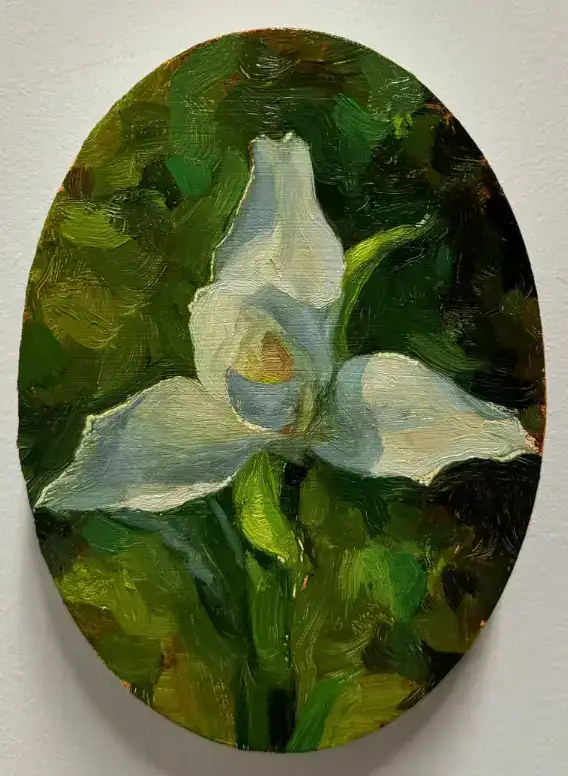 Hallarás una pintura artística de una orquídea en un estilo impresionista con tonos verdes y blancos. Obra que combina belleza natural y técnica artística, ideal para temática de flora y arte en WordPress. – SoyMigrante.com REVISTA