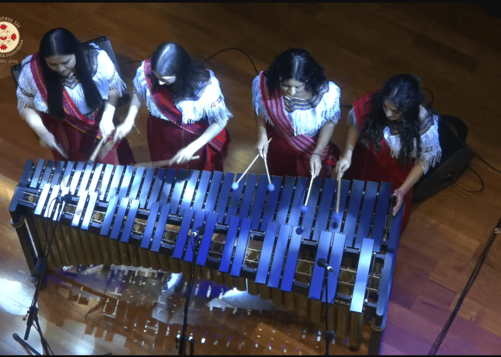 Por motivos de logística y costos, no fue posible transportar la marimba original de concierto, por lo que utilizaron un instrumento provisto por los organizadores en India. – SoyMigrante.com REVISTA