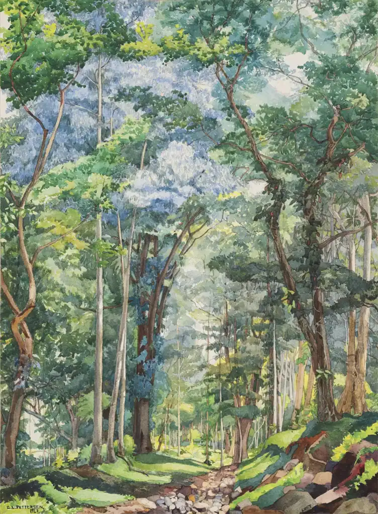 La acuarela es una técnica complicada por la rapidez con la cual se debe pintar, sin embargo Carmen Pettersen la dominó con maestría, reflejando así paisajes de toda Guatemala. (Acuarela de Carmen Pettersen) SI DESEA VER MÁS DE SU OBRA IR A LA PÁGINA DE LA FUNDACIÓN CARMEN PETTERSEN. CLIC EN LA IMAGEN – SoyMigrante.com REVISTA