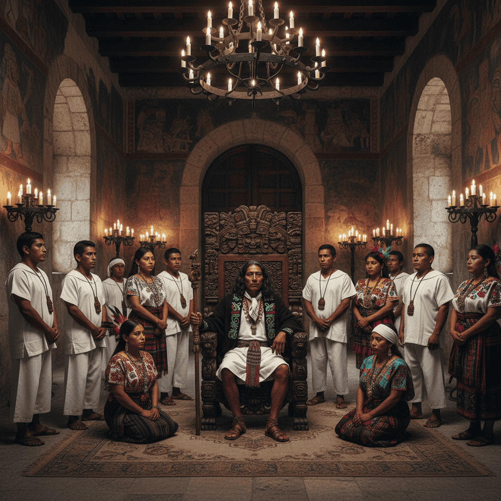 Según el relato histórico, al dejar su puesto el alcalde español de Totonicapán, Atanasio Tzul fue nombrado gobernante por el pueblo indígena. Algunas versiones afirman que lo declararon "rey" pero no son exactas. Aquel régimen comunitario duró 20 días. (Imagen generada con IA, con base en detalles de crónicas históricas) – SoyMigrante.com REVISTA