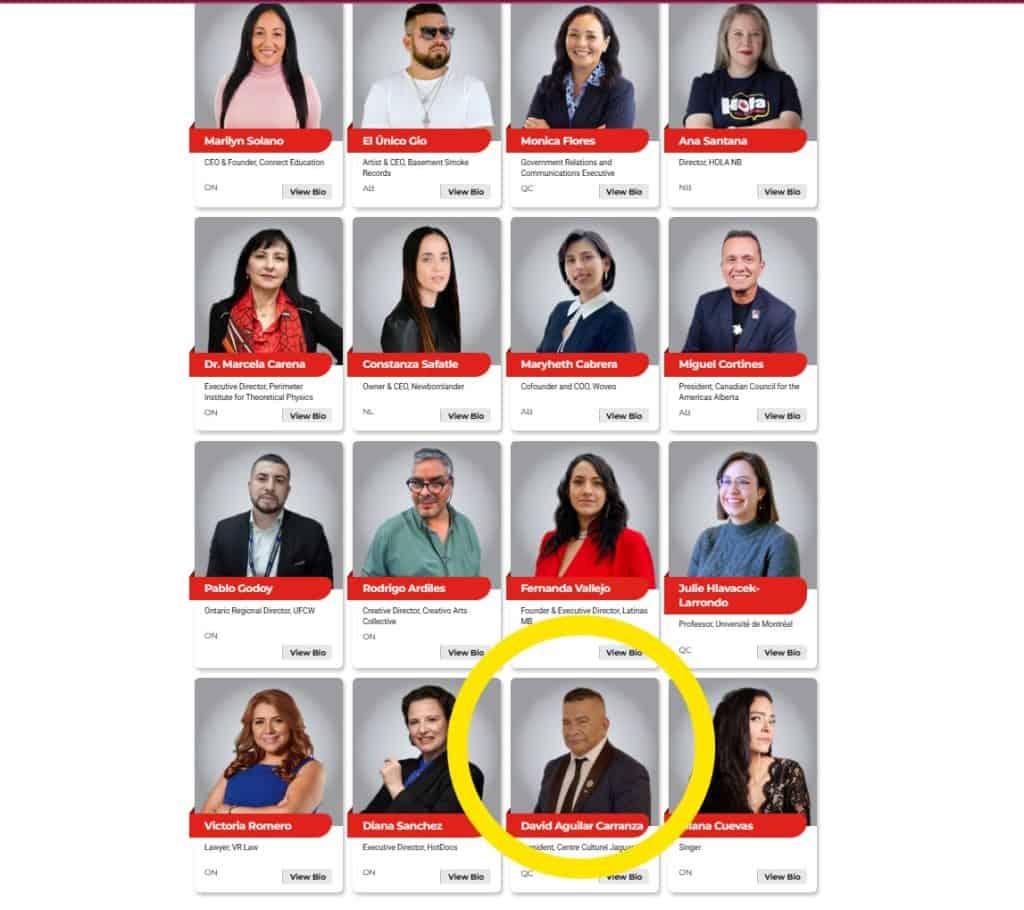 Para votar se debe entrar a la página del concurso y allí se encontrará la galería de nominados a los canadienses hispanos más influyentes. Se debe elegir 5. Cada nominado tiene una breve reseña de vida. El primer voto vale 5 puntos, el segundo vale 4, el tercero vale 3, el cuarto vale 2 y el quinto vale 1. Si deseas apoyar más a David, debes elegirlo primero. PARA ENTRAR A LA PÁGINA DE VOTACION CLIC EN LA IMAGEN. – SoyMigrante.com REVISTA