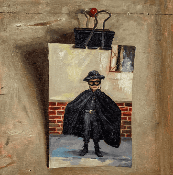 Una sola imagen evoca la magia de la niñez de Johnny Castillo en Guatemala. Convirtió esa foto en pintura donde se vuelve a convertir en foto y así sucesivamente. (Pintura de Johnny Castillo) – SoyMigrante.com REVISTA