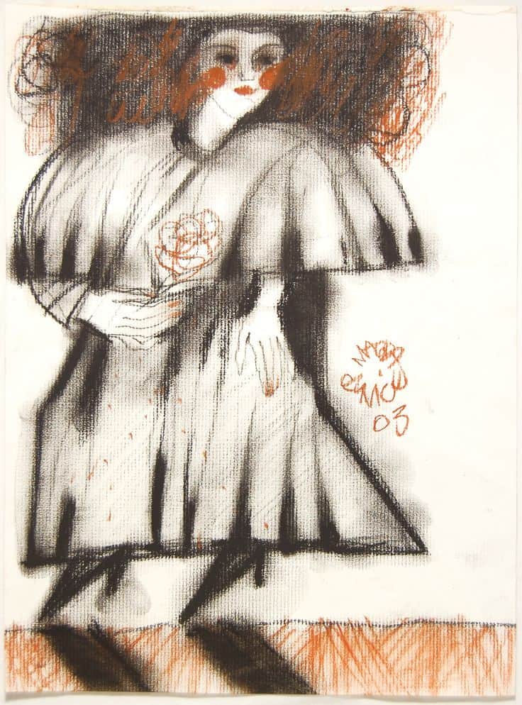 Negro y a veces toques de rojo eran parte de la identidad artística de la guatemalteca Magda Eunice Sánchez (1946-2008) en sus dibujos de bailarinas, rostros, caballos, aves, en entornos siempre mágicos.