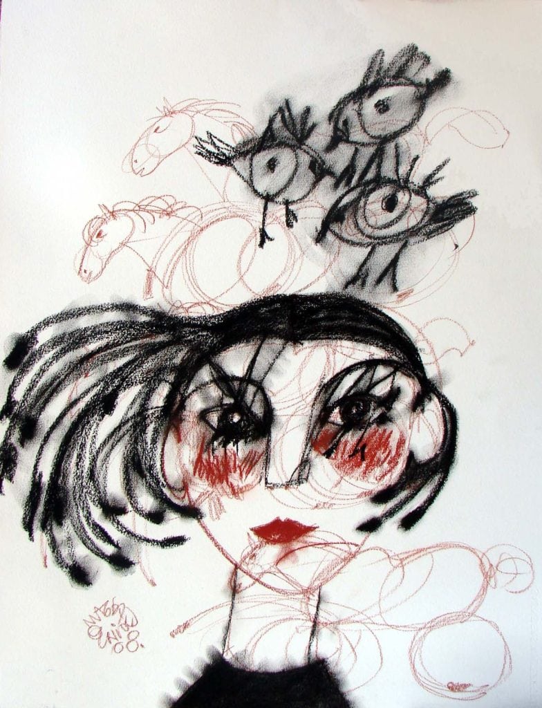 Negro y a veces toques de rojo eran parte de la identidad artística de la guatemalteca Magda Eunice Sánchez (1946-2008) en sus dibujos de bailarinas, rostros, caballos, aves, en entornos siempre mágicos.