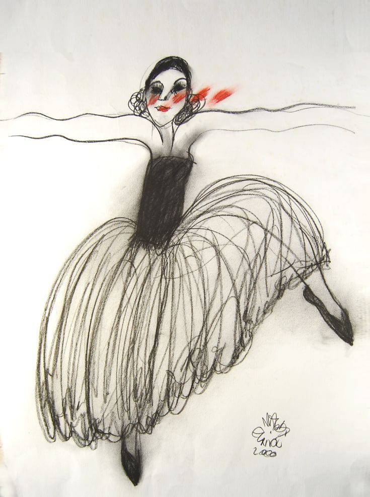 Negro y a veces toques de rojo eran parte de la identidad artística de la guatemalteca Magda Eunice Sánchez (1946-2008) en sus dibujos de bailarinas, rostros, caballos, aves, en entornos siempre mágicos.