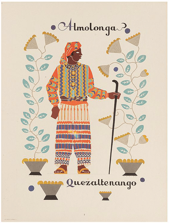 Serie de Carlos Mérida dedicada a los trajes de los pueblos de Guatemala, en la década 1920.