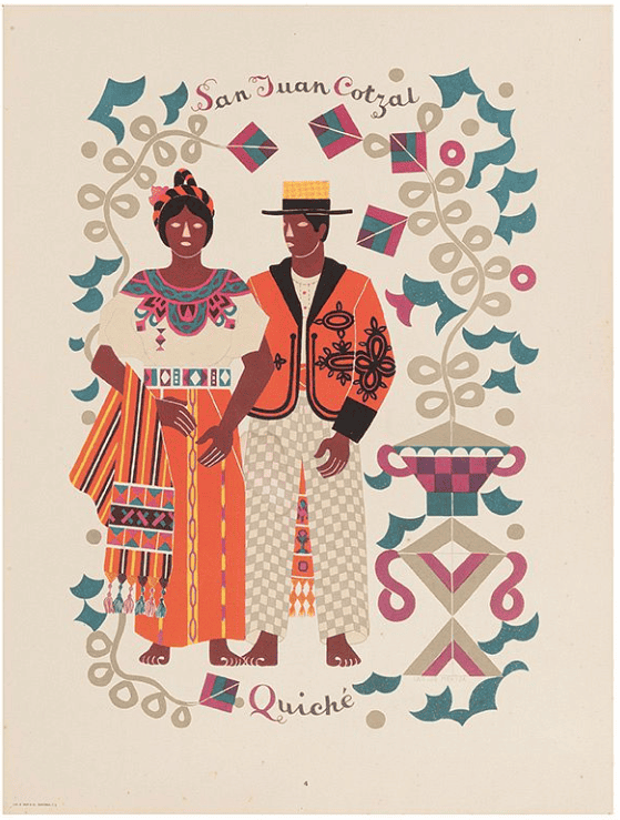 Serie de Carlos Mérida dedicada a los trajes de los pueblos de Guatemala, en la década 1920.