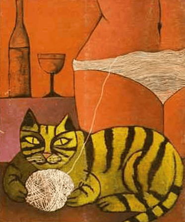 El Gato Viejo, pintura de Marco Augusto Quiroa que ilustraba la portada de su libro de cuentos del mismo título. – SoyMigrante.com REVISTA