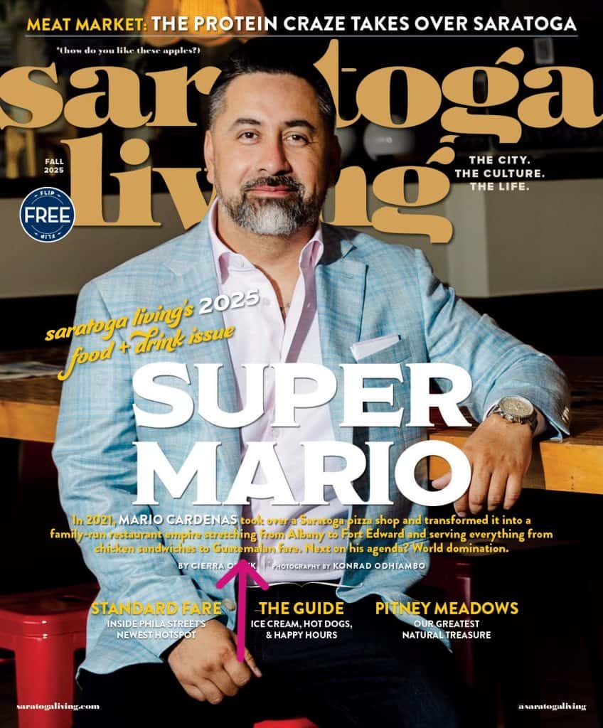 Portada de la revista en la cual Mario Cárdenas relata su historia, su origen guatemalteco y cuya West Avenue Pizzería, en Saratoga, Nueva York está en boca de todos. – SoyMigrante.com REVISTA