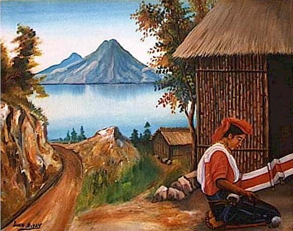 Durante muchos años se denominó a la pintura de Juan Sisay como "primitivista", pero este era un término equivocado y denigrante. Actualmente se le denomina pintura popular indígena. Fue el gran iniciador de la cultura de pintar el paisaje del Lago de Atitlán. (Pintura de Juan Sisay, cuya firma está en la esquina inferior) – SoyMigrante.com REVISTA