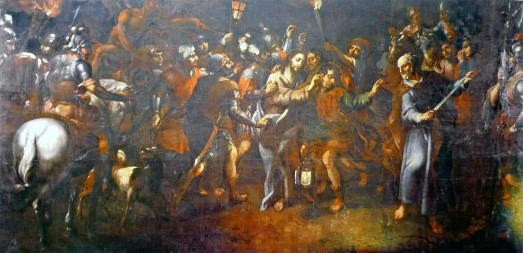 La curación de Malco por Jesús, es una de las pinturas de Tomás de Merlo. Lamentablemente fue robada en 2011 y jamás fue encontrada.