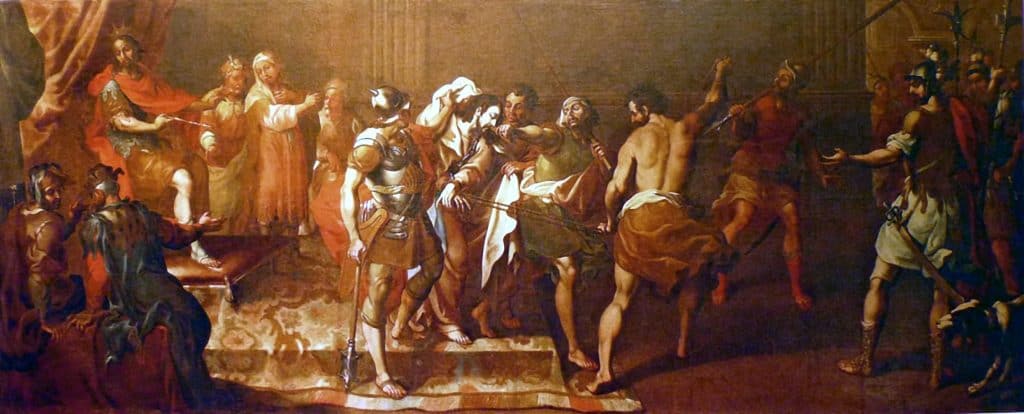 Cristo ante el sumo sacerdote Caifás es otra de las pinturas robadas de El Calvario de Antigua Guatemala en 2014. Nunca fue hallada.