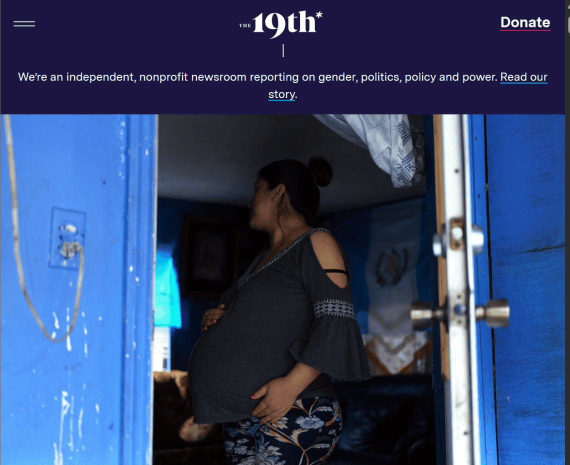 Captura de pantalla de la publicación original en inglés del sitio informativo The 19th. Para ir a la nota original, clic en la imagen. – SoyMigrante.com REVISTA