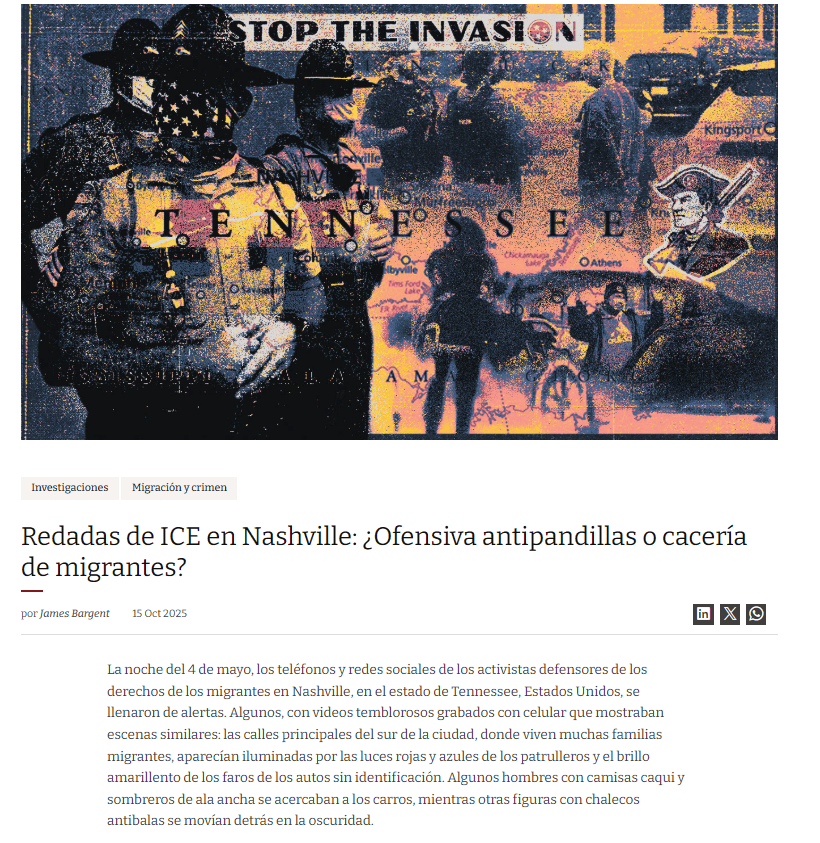 El reporte de Insight Crime presenta datos y casos que acrecientan el cuestionamiento sobre la supuesta estrategia contra pandilleros, invocada para tratar de justificar la detención indiscriminada de migrantes sin antecedentes en Nashville Tennessee. – SoyMigrante.com REVISTA