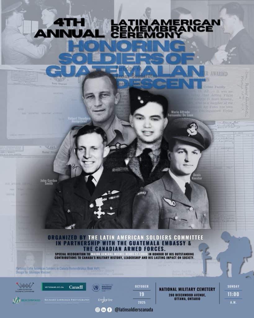 El próximo 19 de octubre de 2025 será la ceremonia póstuma de homenaje a los guatemaltecos que se enlistaron en el ejército de Canadá durante la II Guerra Mundial. – SoyMigrante.com REVISTA
