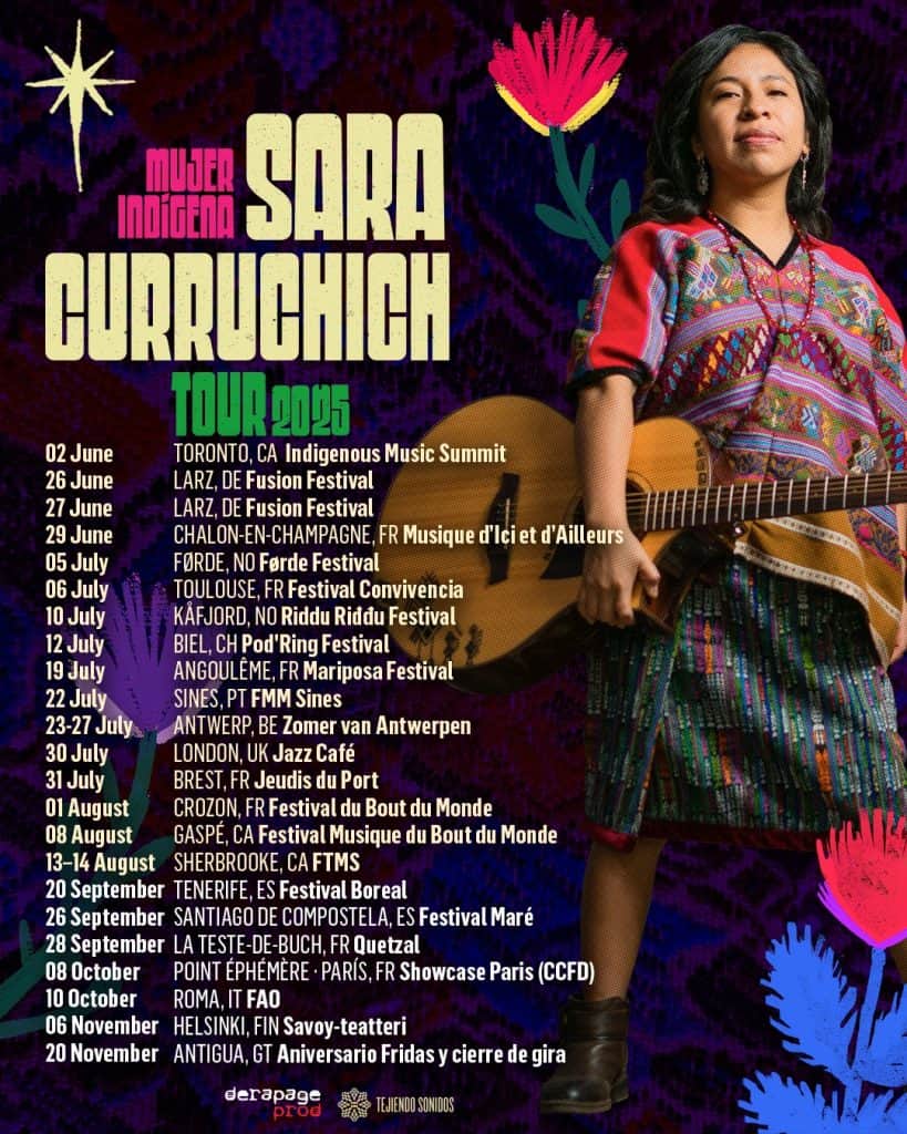 A lo largo de la gira han surgido nuevas presentaciones, a veces dos y hasta tres veces en una misma ciudad. "Es hermoso poder llevar el arte en kaqchikel hasta lugares donde quizá no se le había escuchado nunca antes", dice la cantautora Sara Curruchich. – SoyMigrante.com REVISTA