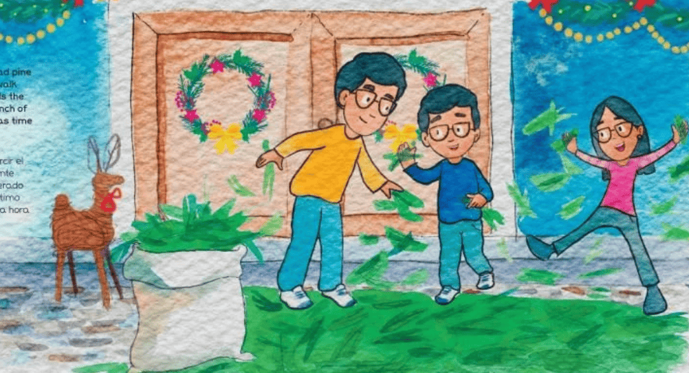 Las ilustraciones no solo son coloridas sino que muestran la alegría, luz y unión que motivan las fiestas decembrinas en Guatemala, complementadas con textos en inglés y español.