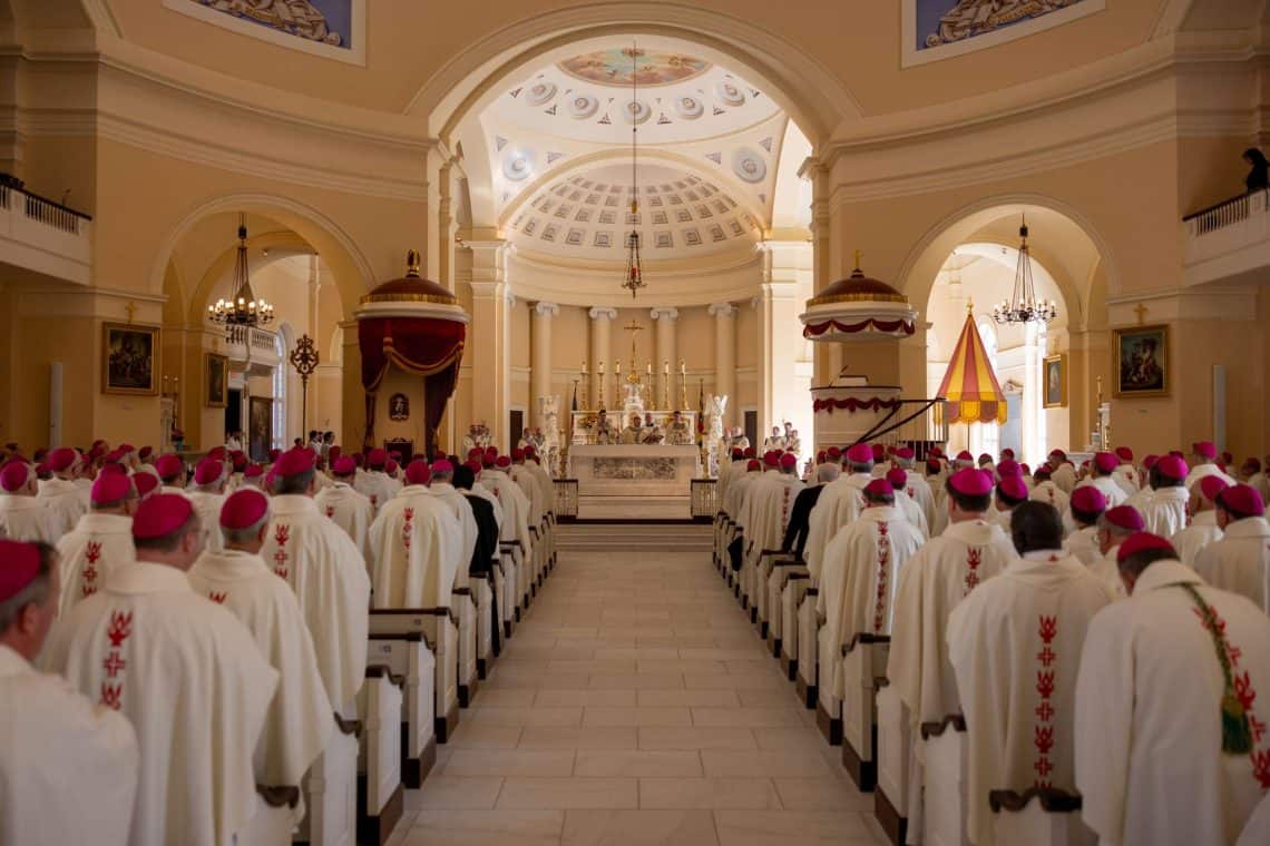 Imagen de todos los obispos de la Iglesia Católica de Estados Unidos reunidos en Baltimore. Durante esta plenaria el tema de abusos en operativos contra migrantes fue el centro de la discusión y llevó a crear un pronunciamiento, que fue aprobado casi por unanimidad.