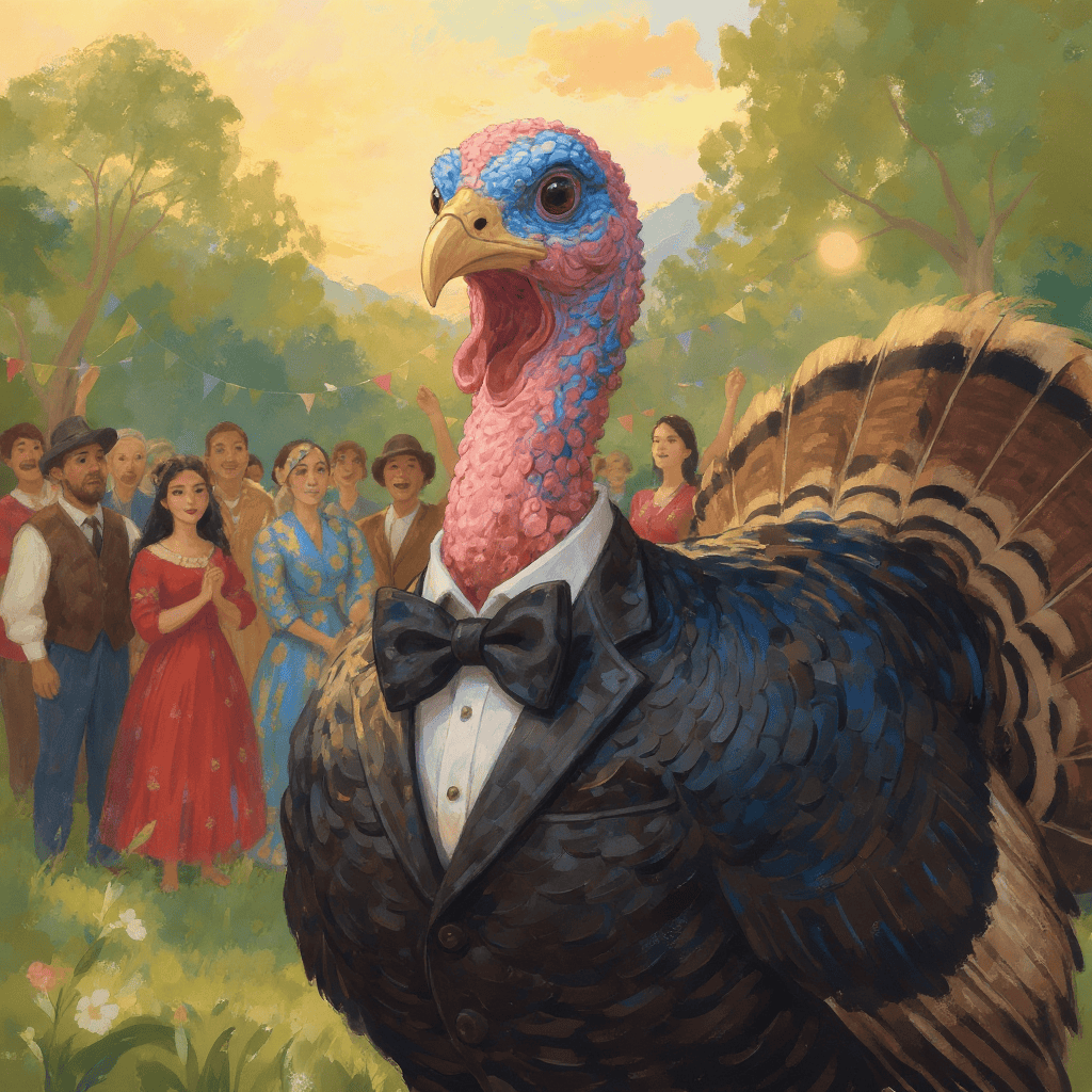 Exactamente, el llamado "moco" del pavo no es un nombre correcto. La formación sobre su cabeza y cuello que también le cuelga y cambia de colores se llama Carúncula (Imagen generada por IA) – SoyMigrante.com REVISTA