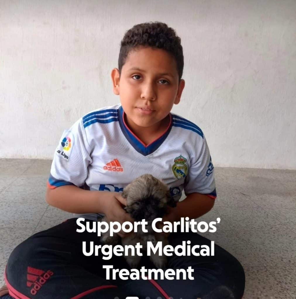 Imagen de la colecta Go Fund Me abierta a favor del tratamiento médico de Carlitos. Si deseas aportar ala colecta, clic en la imagen. Todo donativo cuenta. – SoyMigrante.com REVISTA