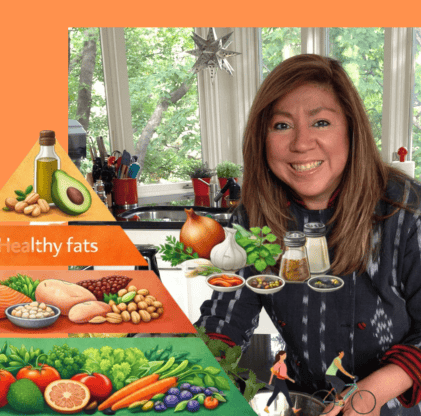 Chef guatemalteca Amalia Moreno-Damgaard, en Minesota, comparte su concepto de pirámide nutricional