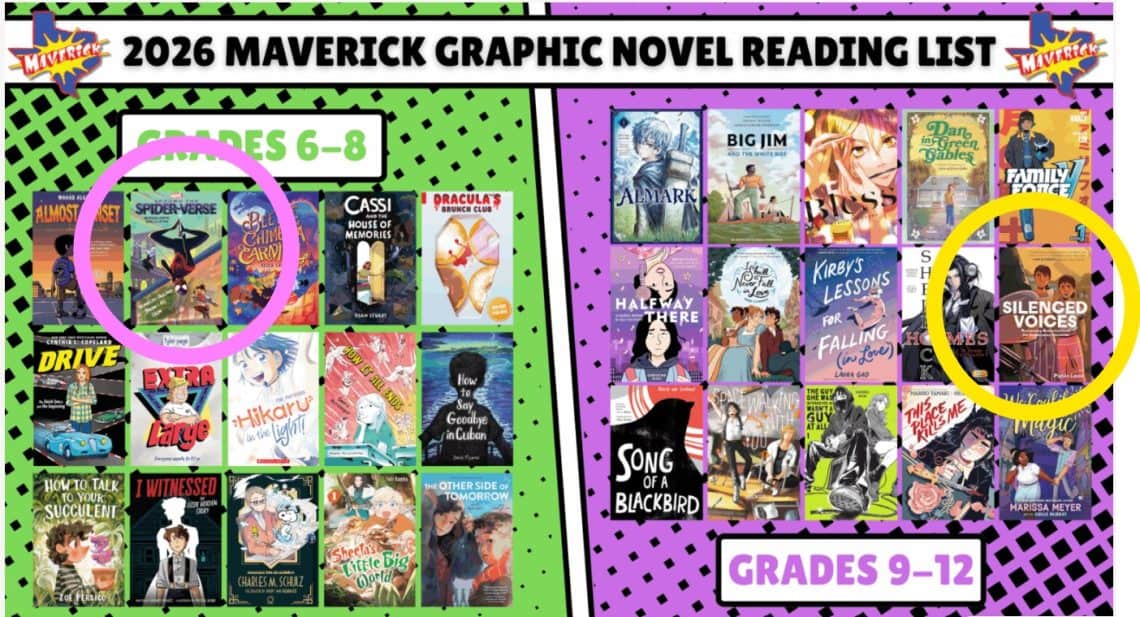 Como reconocimiento adicional, la Asociación de Bibliotecas del Estado de Texas incluyó dos obras del diseñador migrante guatemalteco Pablo León dentro de su selección anual de lecturas 2026: Spiderverse Miles Morales, en la categoría de 6o. a 8o. grado y Silenced Voices para 9o. a 12o. grado.