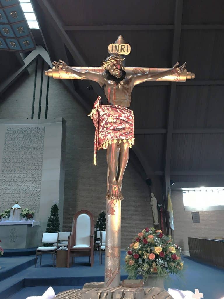 Esta es la imagen del Cristo de Esquipulas que se venera en la parroquia Nuestra Señora de los Lamentos (Our Lady of Sorrows) en Takoma Park, Maryland. – SoyMigrante.com REVISTA