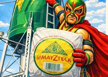 Emblemático personaje de La Mayzteca evoca muy bien el esfuerzo de unión con los migrantes más necesitados a quienes se provee ayuda alimentaria gratuita mediante donaciones.