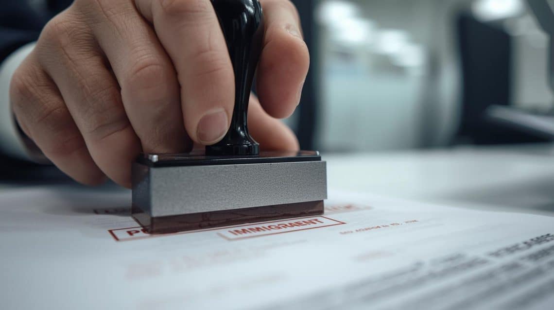 stamping a document in a immigration tramit 1