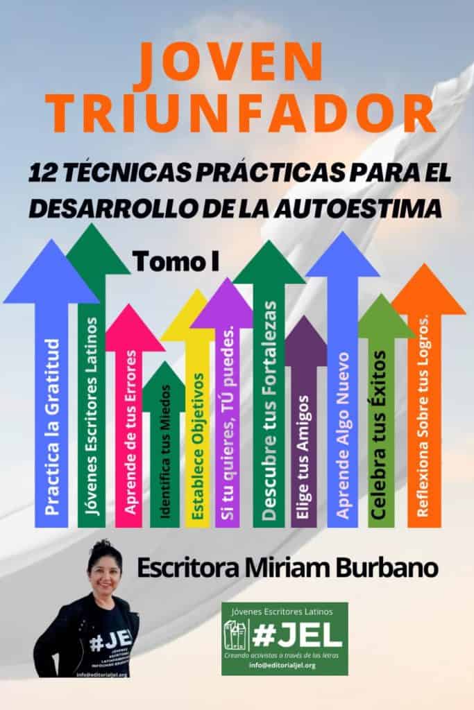 El manual básico Joven Triunfador editado por Jóvenes Escritores Latinos, de la educadora Miriam Burbano, cultiva destrezas, hábitos sanos y autoestima de los niños y jóvenes participantes en los talleres. Para contactar a la editorial y formarse en esta metodología , puedes dar CLIC EN LA IMAGEN.