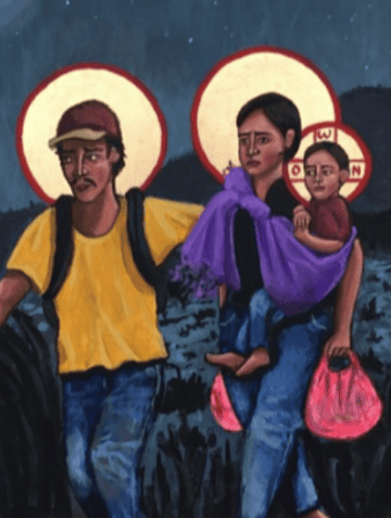 pintura de Kelly Latimore, la sagrada familia migrante