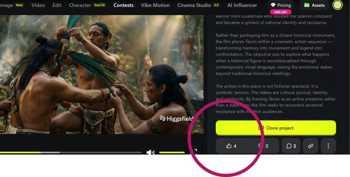 Para votar, ingresar en el link del sitio donde está colocado el video y dar un like en donde indica el círculo. PARA PARTICIPAR PUEDES HACER CLIC EN LA FOTO Y APOYAR.