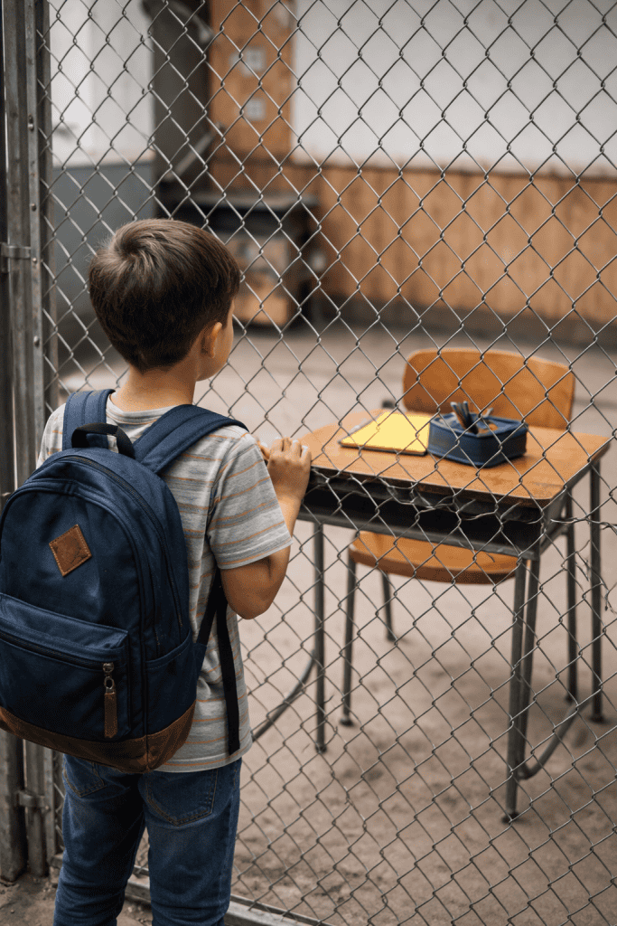 Una potencial exclusión de estudiantes de escuelas primarias y secundarias a causa de su condición migratoria es presentada como un ahorro de recursos estatales, pero a la larga sería una pérdida de talento humano, inteligencias y productividad para Estados Unidos. (Ilustración elaborada con IA a partir de conceptos de este artículo)