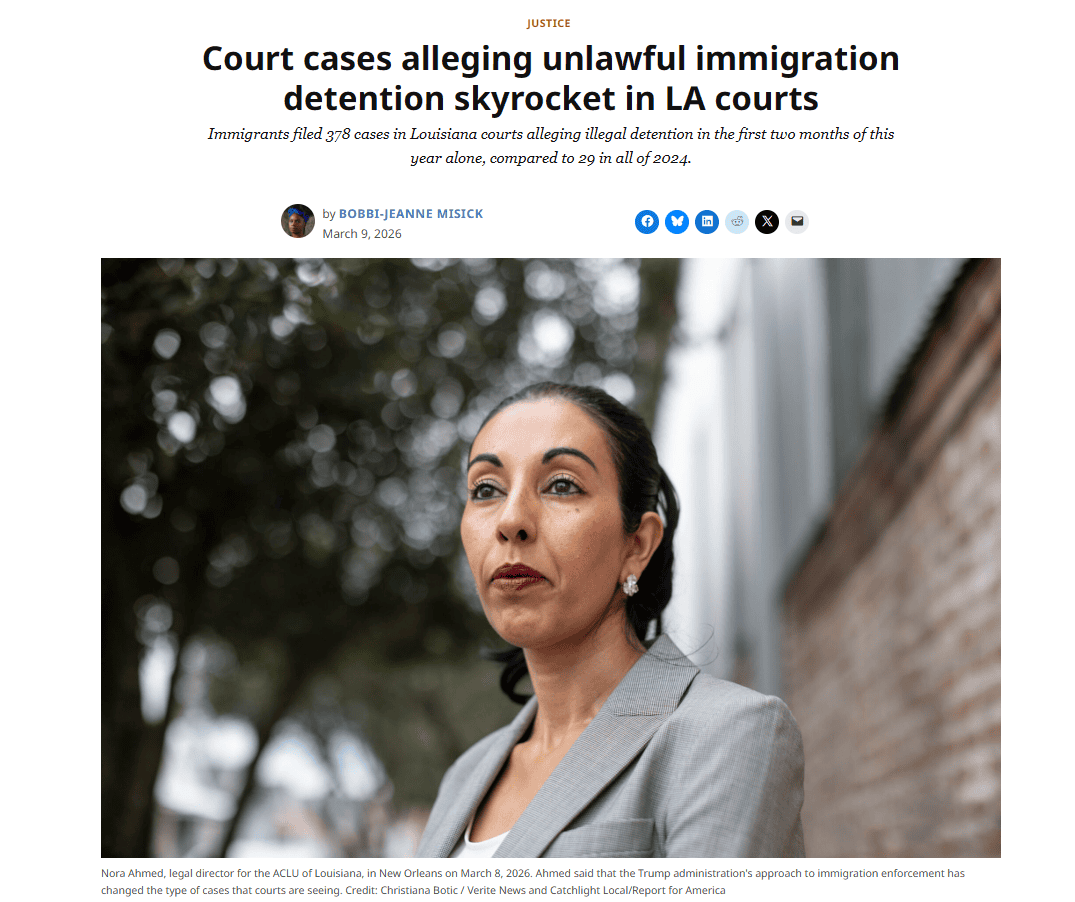 nora ahmed de aclu publicación de verite news