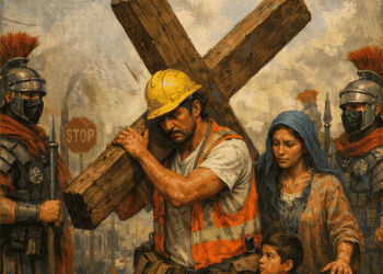 via crucis migrante ilustrado estacion