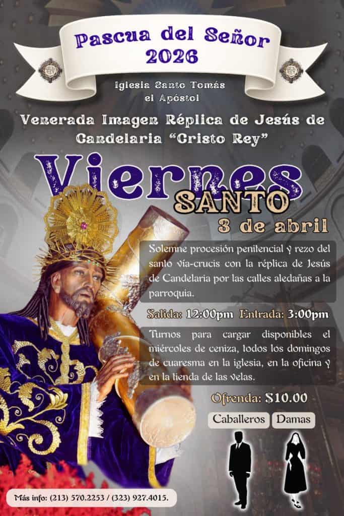La invitación está abierta a todos los devotos guatemaltecos y de cualquier nacionalidad que estén en Los Angeles. La procesión saldrá a las 12 del mediodía y retorna al templo a las 3 de la tarde. La parroquia Santo Tomás Apóstol está en 2760 W. Pico Blvd. Los Angeles