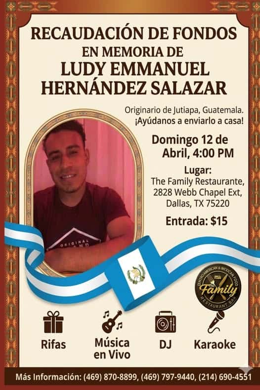 Guatemaltecos que se encuentren en el área de Dallas ForthWorth pueden pasar una tarde agradable y a la vez contribuir a la causa. Flyer del evento.