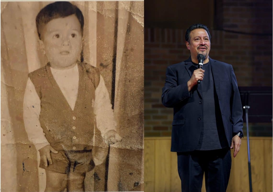 Durante uno de sus mensajes, el pastor Danny Martínez presentó una foto suya de niño para expresar su gratitud a Dios por tanto amor recibido. (Foto redes sociales Danny Martínez)