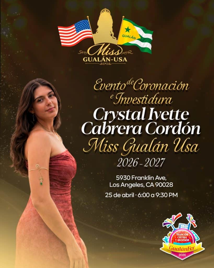 Crystal Ivette Cabrera nació en Gualán y llegó a los 6 años junto a su familia a San Antonio Texas, donde reside. Es estudiante de psicología y será coronada Miss Gualán Usa 2026-2027