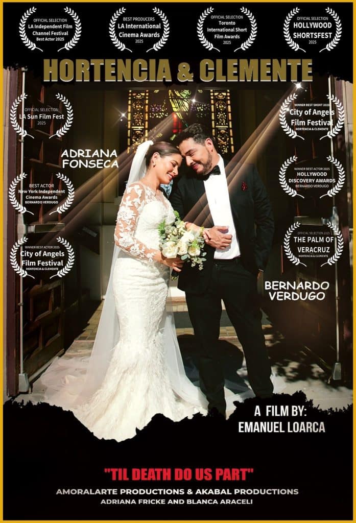 Por el momento, Hortencia y Clemente sigue su ruta por festivales de cortometrajes en Estados Unidos. En este afiche se pueden observar algunas de las participaciones y premios tras su lanzamiento en febrero 2026.