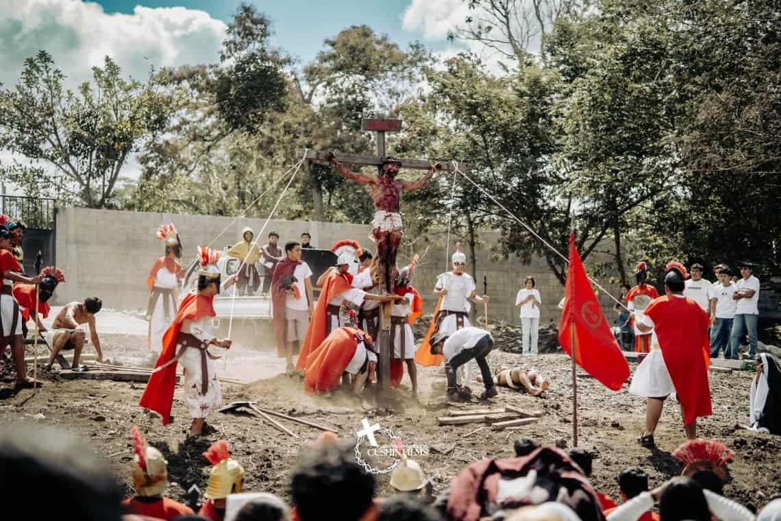 Vía Crucis en vivo, colegio Sagrado Corazón, Cuilapa, Santa Rosa