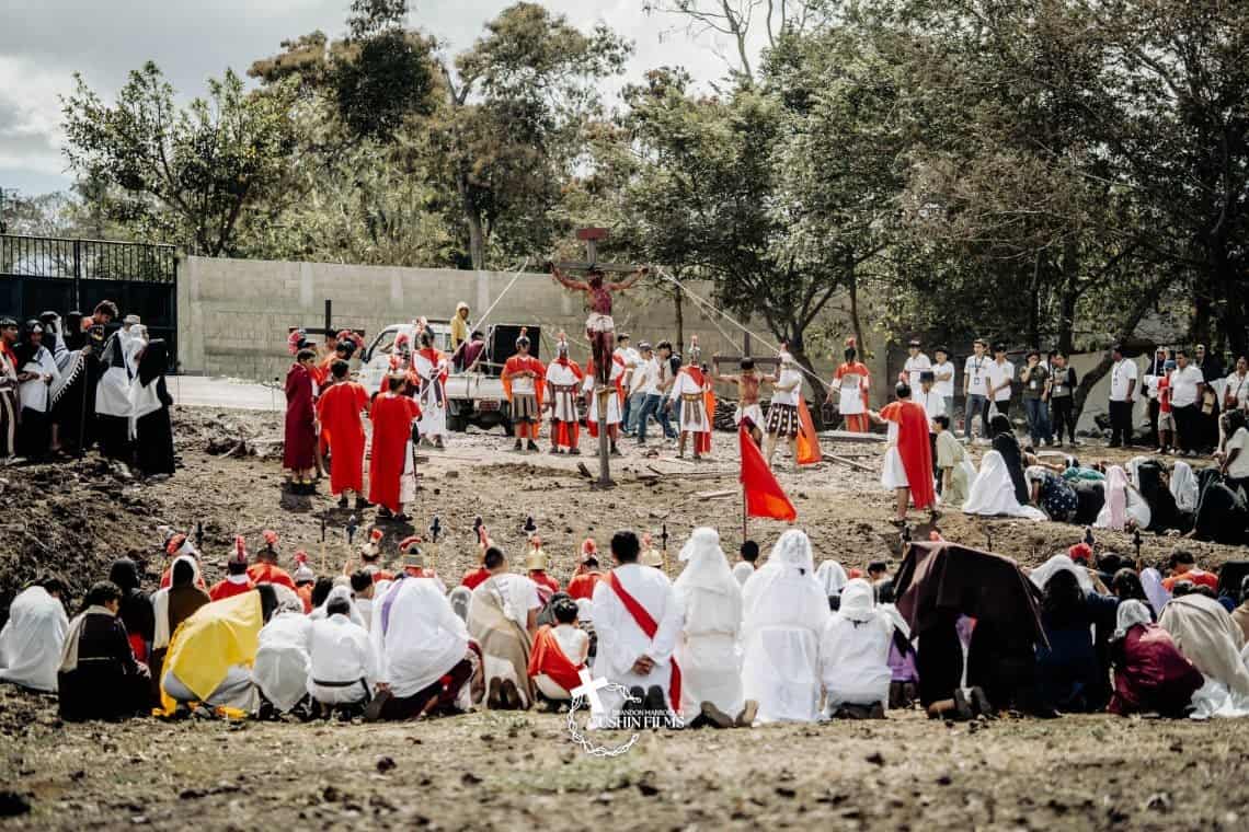 Vía Crucis en vivo, colegio Sagrado Corazón, Cuilapa, Santa Rosa